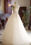Chic / Belle Blanche Robe De Mariée 2019 Princesse Transparentes Bustier Appliques En Dentelle Fleur Sans Manches Dos Nu Longue