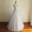 Chic / Beautiful Grey Prom Dresses 2018 A-Line / Princess Beading Lace Flower Sequins V-Neck Backless Short Sleeve Floor-Length / Long Formal Dresses