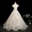 Demure Ivory Beading Pearl Rhinestone Lace Flower Prom Dresses 2025 Ball Gown High Neck Cap Sleeves Backless Floor-Length / Long Formal Dresses
