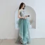 Modern / Fashion Jade Green Prom Dresses 2019 A-Line / Princess Spaghetti Straps Appliques Lace Sleeveless Backless Cascading Ruffles Floor-Length / Long Formal Dresses