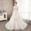 Élégant Champagne Robe De Mariée 2019 Princesse Bretelles Spaghetti Perlage En Dentelle Fleur Sans Manches Dos Nu Cathedral Train