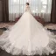 Élégant Champagne Robe De Mariée 2019 Princesse De l'épaule En Dentelle Fleur Paillettes 1/2 Manches Dos Nu Royal Train