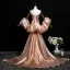 Sexy Scintillantes Or Rose Perlage Perle Paillettes Robe De Soirée 2025 Trompette / Sirène Bretelles Spaghetti Sans Manches Dos Nu Train De Balayage Soirée Robe De Ceremonie