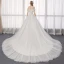 Elegant Ivory Wedding Dresses 2019 A-Line / Princess Off-The-Shoulder Lace Backless Short Sleeve Flower Cathedral Train