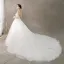 Élégant Ivoire Robe De Mariée 2019 Princesse Encolure Dégagée En Dentelle Fleur Manches Longues Dos Nu Cathedral Train