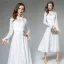 Simple Ivoire Désinvolte Robes longues 2019 Princesse Encolure Dégagée Volants Manches Longues Thé Longueur Vêtements Femme