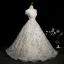Demure Ivory Beading Pearl Rhinestone Lace Flower Prom Dresses 2025 Ball Gown High Neck Cap Sleeves Backless Floor-Length / Long Formal Dresses