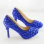 Charmant Königliches Blau Abend Kristall Pumps 2019 14 cm Stilettos Runde Zeh Pumps