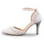 Chic / Beautiful White Wedding Shoes 2019 Pearl Ankle Strap Rhinestone 8 cm Stiletto Heels Pointed Toe Wedding High Heels