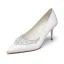 Élégant Ivoire Perle Faux Diamant Chaussure De Mariée 2021 Cuir Satin 7 cm Talons Aiguilles À Bout Pointu Mariage Escarpins Talons Hauts