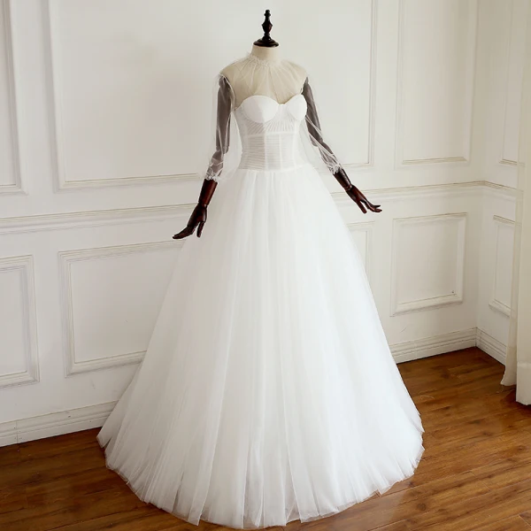 Chic / Belle Ivoire Robe De Mariée 2019 Princesse Encolure Dégagée 3/4 Manches Dos Nu Longue