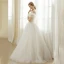Affordable Ivory Wedding Dresses 2019 A-Line / Princess Off-The-Shoulder Lace Flower Short Sleeve Backless Floor-Length / Long