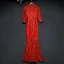 Style Chinois Rouge Robe De Soirée 2019 Trompette / Sirène Col Haut Transparentes Dentelle Fleur 1/2 Manches Longue Robe De Ceremonie