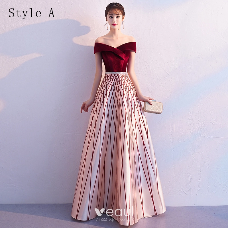 Unique Two Pieces Stripes Long A-Line Prom Dress 2019 New Dress