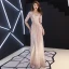 Scintillantes Bleu Marine Paillettes Robe De Soirée 2019 Princesse V-Cou Manches Courtes Dos Nu Longue Robe De Ceremonie