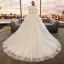 Audrey Hepburn Style Ivory Wedding Dresses 2019 Ball Gown Scoop Neck Beading Lace Flower Pearl Long Sleeve Chapel Train