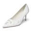 Mooie / Prachtige Ivoor Satijn Rhinestone Bruidsschoenen 2021 Leer 7 cm Naaldhakken / Stiletto Spitse Neus Huwelijk Pumps Hoge Hakken