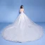 Élégant Ivoire Robe De Mariée 2019 Princesse Encolure Dégagée Appliques Perle En Dentelle Fleur Sans Manches Dos Nu Cathedral Train