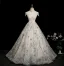 Demure Ivory Beading Pearl Rhinestone Lace Flower Prom Dresses 2025 Ball Gown High Neck Cap Sleeves Backless Floor-Length / Long Formal Dresses