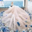 Chinese style Ivory Beading Wedding Dresses 2019 A-Line / Princess High Neck Bow Pearl Lace Flower Rhinestone Tassel Sequins 3/4 Sleeve Royal Train