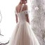 Elegant Champagne Wedding Dresses 2019 A-Line / Princess Off-The-Shoulder Beading Lace Flower Short Sleeve Backless Floor-Length / Long