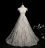 Demure Ivory Beading Pearl Rhinestone Lace Flower Prom Dresses 2025 Ball Gown High Neck Cap Sleeves Backless Floor-Length / Long Formal Dresses