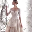 Luxury / Gorgeous Champagne Wedding Dresses 2019 A-Line / Princess Scoop Neck Beading Lace Flower 1/2 Sleeves Backless Floor-Length / Long