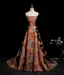 Vintage / Retro Multi-Colors Graphic Prom Dresses 2025 A-Line / Princess Strapless Sleeveless Backless Floor-Length / Long Formal Dresses