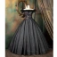 Vintage / Retro Black Quinceañera Prom Dresses 2021 Ball Gown Ruffle Off-The-Shoulder Beading Sequins Lace Flower Sleeveless Backless Floor-Length / Long Formal Dresses