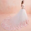 Chic / Belle Blanche Robe De Mariée 2019 Princesse Encolure Dégagée Perlage Gland En Dentelle Fleur Rose Bonbon Appliques Sans Manches Dos Nu Royal Train