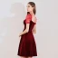 Chic / Beautiful Burgundy Suede Graduation Dresses 2019 A-Line / Princess Square Neckline Short Sleeve Backless Knee-Length Formal Dresses