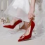 Piękne Czerwone Perła Rhinestone Buty Ślubne 2021 10 cm Szpilki Szpiczaste Ślub Czółenka Wysokie Obcasy
