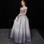 Chic / Beautiful Gradient-Color Silver Glitter Evening Dresses  2019 A-Line / Princess Off-The-Shoulder Short Sleeve Backless Floor-Length / Long Formal Dresses