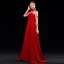 Chic / Belle Bordeaux Robe De Soirée 2019 Princesse Col Haut Perlage Cristal 3/4 Manches Dos Nu Train De Balayage Robe De Ceremonie