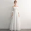 Elegant Ivory Evening Dresses  2019 A-Line / Princess Off-The-Shoulder Tassel 3/4 Sleeve Backless Floor-Length / Long Formal Dresses