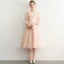 Elegant Ivory Homecoming Graduation Dresses 2019 A-Line / Princess Scoop Neck Tassel 3/4 Sleeve Tea-length Formal Dresses