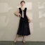 Vintage / Retro Burgundy Homecoming Graduation Dresses 2019 A-Line / Princess V-Neck Bow Suede Long Sleeve Tea-length Prom Dresses