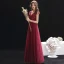 Chic / Beautiful Burgundy Evening Dresses  2019 A-Line / Princess V-Neck Beading Lace Flower Crystal Sleeveless Backless Floor-Length / Long Formal Dresses