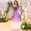 Chic / Beautiful Purple Gradient-Color Evening Dresses  2019 A-Line / Princess Off-The-Shoulder Short Sleeve Backless Floor-Length / Long Formal Dresses