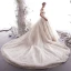Luxury / Gorgeous Ivory Wedding Dresses 2019 A-Line / Princess Off-The-Shoulder Beading Crystal Lace Flower Sleeveless Backless Cathedral Train