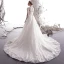 Elegant Ivory Wedding Dresses A-Line / Princess 2019 High Neck Beading Lace Flower 3/4 Sleeve Chapel Train