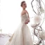 Luxury / Gorgeous Ivory Wedding Dresses 2019 A-Line / Princess Off-The-Shoulder Beading Lace Flower Short Sleeve Backless Royal Train