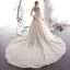 Chic / Belle Champagne Robe De Mariée 2019 Princesse Encolure Dégagée Papillon Appliques En Dentelle Fleur Cristal Paillettes 3/4 Manches Dos Nu Royal Train
