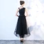 Chic / Beautiful Black Homecoming Graduation Dresses 2018 A-Line / Princess Rhinestone Bow One-Shoulder Backless Sleeveless Tea-length Formal Dresses