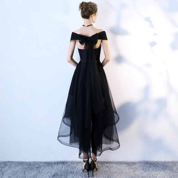 Chic Beautiful Black Homecoming Graduation Dresses 2018 A-Line Princess Bow Backless