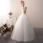 Charming Ivory Wedding Dresses 2019 A-Line / Princess Spaghetti Straps Beading Lace Flower Short Sleeve Backless Floor-Length / Long