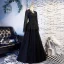 Elegant Vintage / Retro Black Prom Dresses 2019 A-Line / Princess Scoop Neck Lace Tassel Long Sleeve Floor-Length / Long Formal Dresses