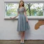 Scintillantes Bleu Ciel Robe De Graduation 2021 Princesse Encolure Dégagée Perlage Gland Paillettes Sans Manches Dos Nu Thé Longueur Soirée Robe De Ceremonie