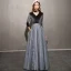 Sjarmerende Svart Stjernehimmelen Selskapskjoler 2019 Prinsesse Høy Hals Suede Glitter Polyester 3/4 Ermer Lange Formelle Kjoler