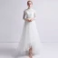 Vintage / Retro Ivory Beach Wedding Dresses 2019 A-Line / Princess High Neck Lace Bow 3/4 Sleeve Sweep Train